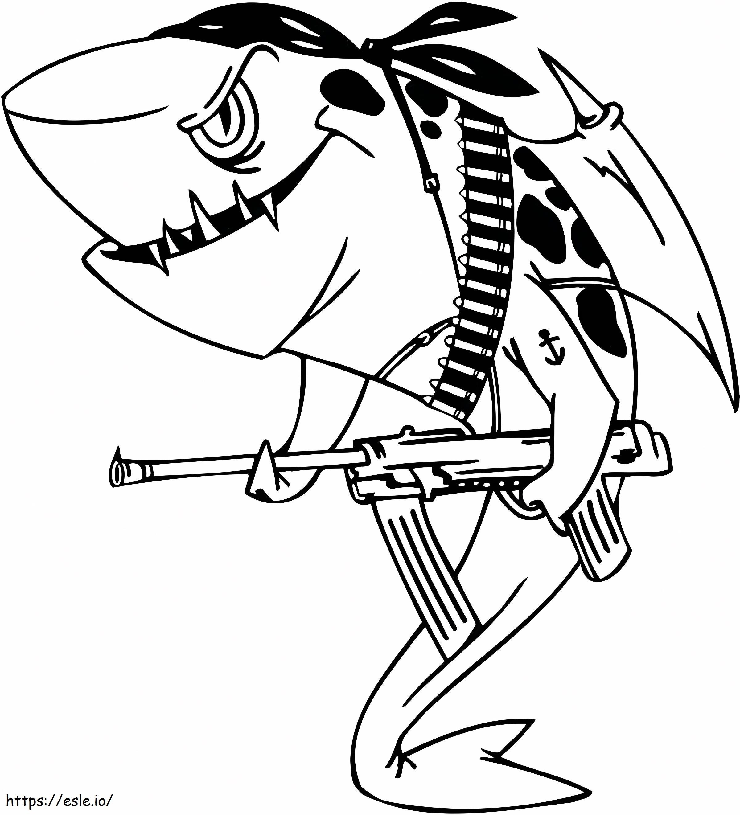 _ぬりえページ サメ ホオジロザメ サメ サメ イタチザメの海賊ザメのイラスト ぬりえ - 塗り絵