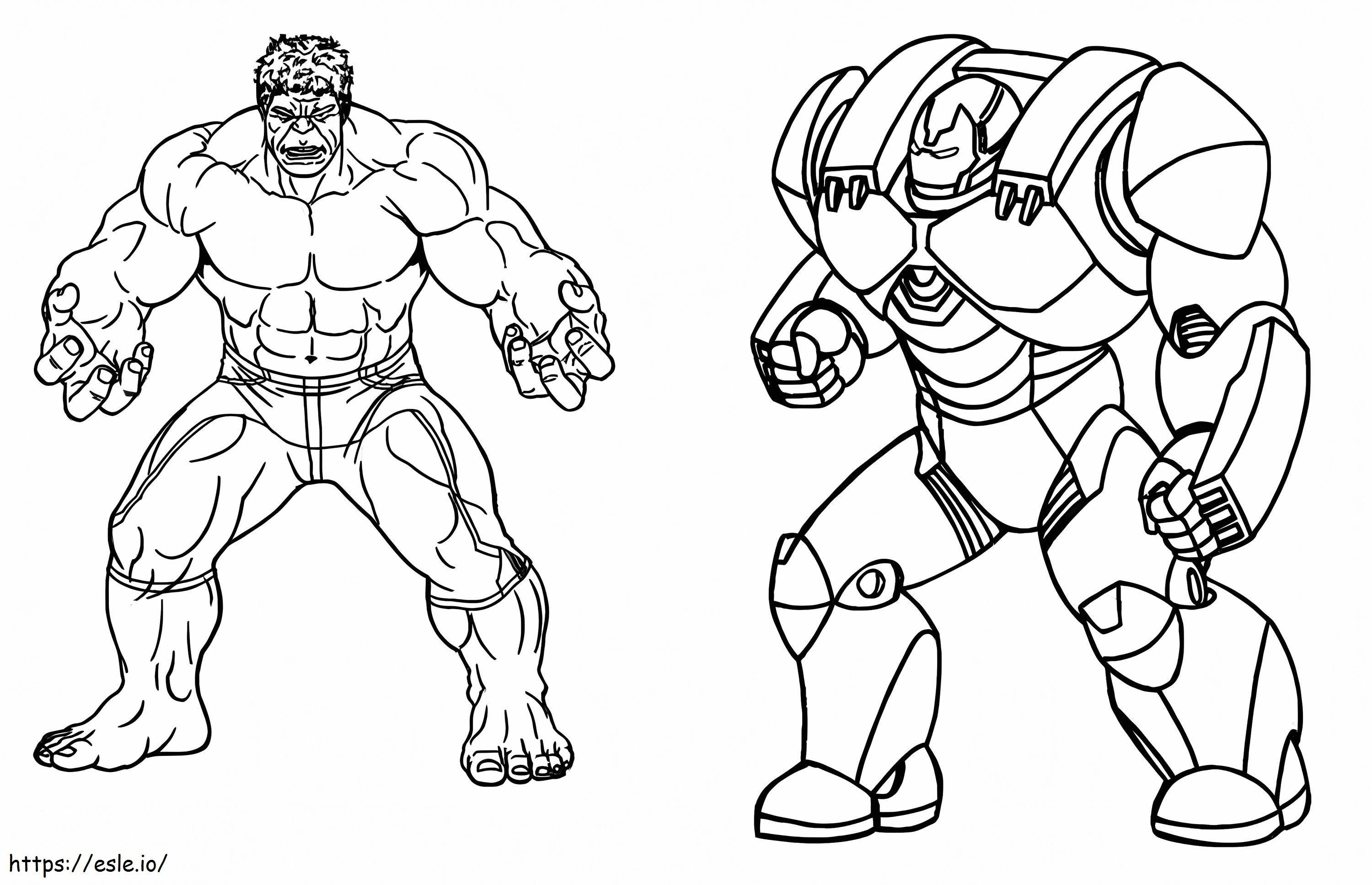 Coloriage Hulkbuster et Hulk à imprimer dessin