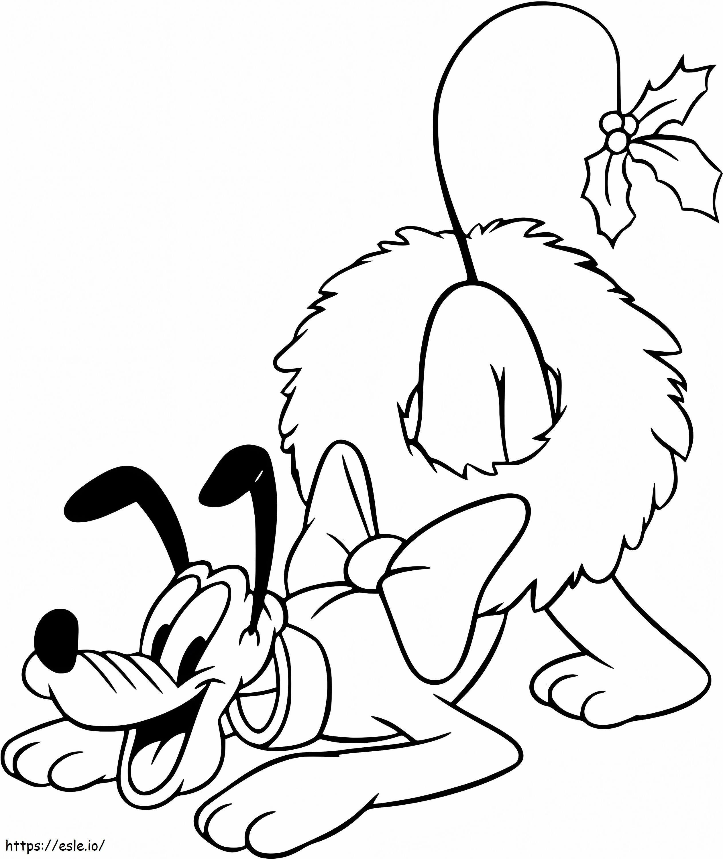 Pluto And Christmas Wreath coloring page