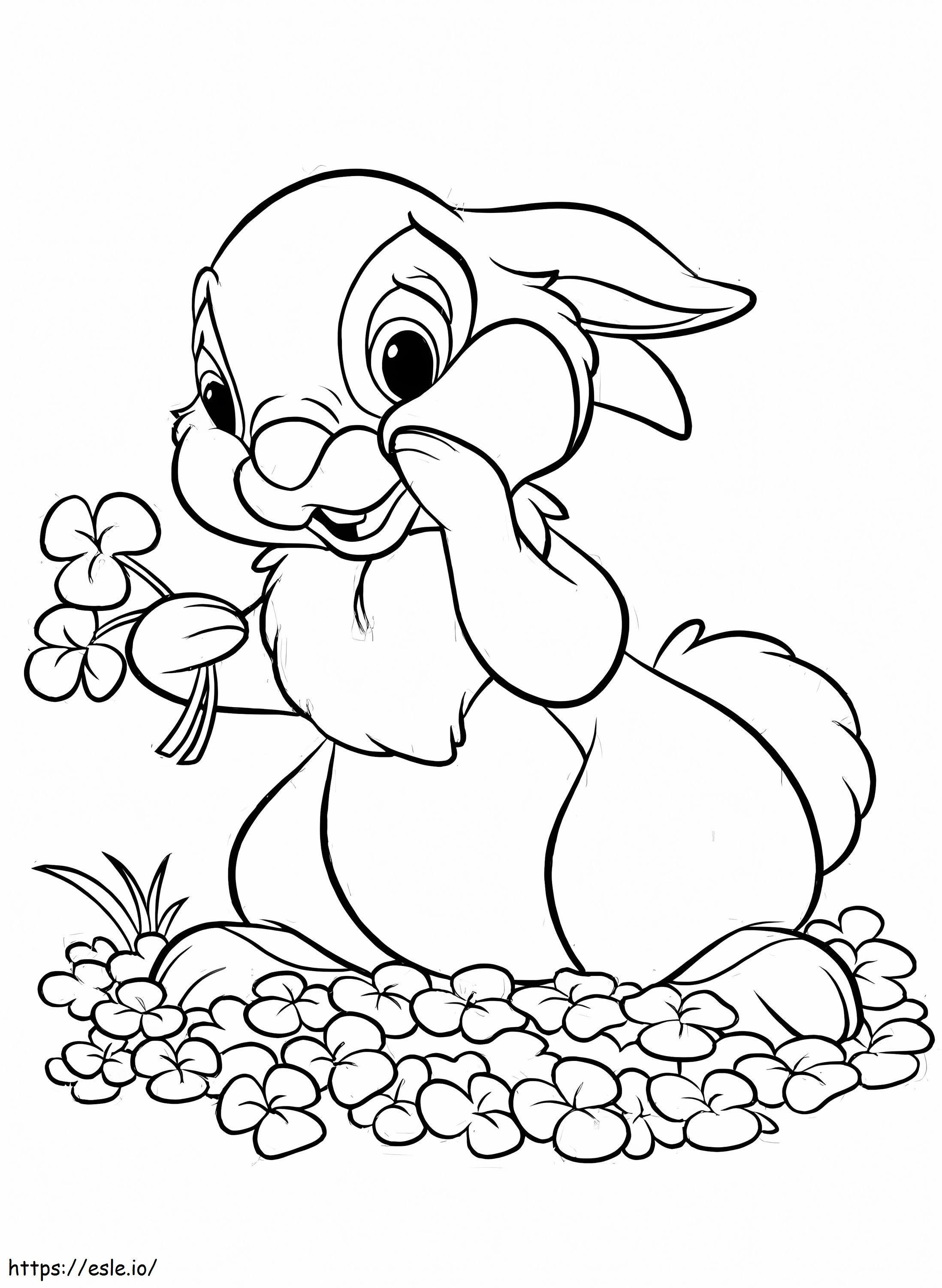 Thumper Z Kwiatami kolorowanka