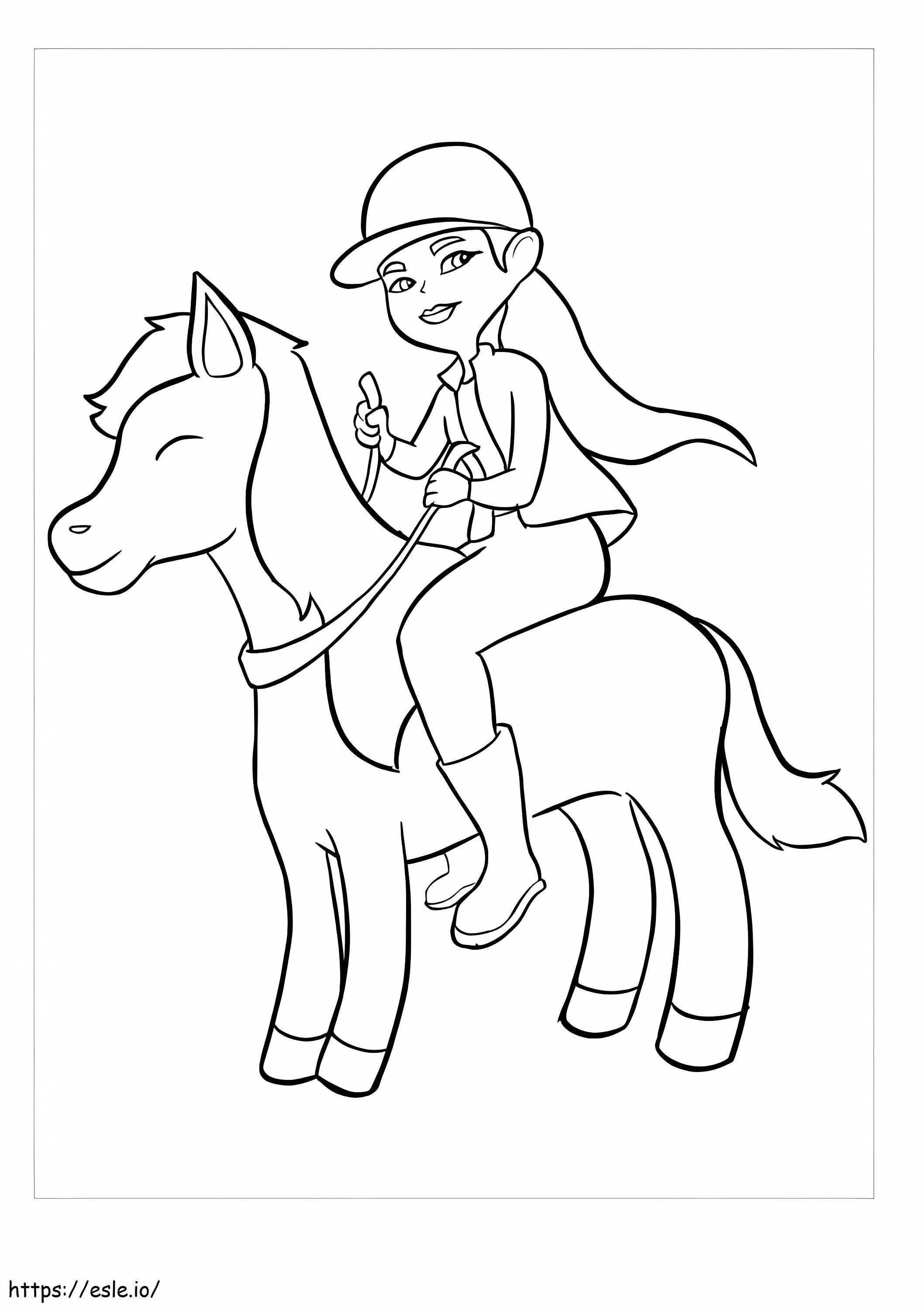馬に座る女性 ぬりえ - 塗り絵