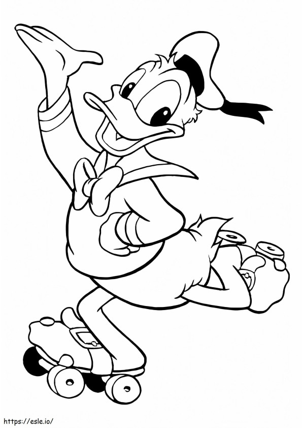 Donald On Roller Skate coloring page