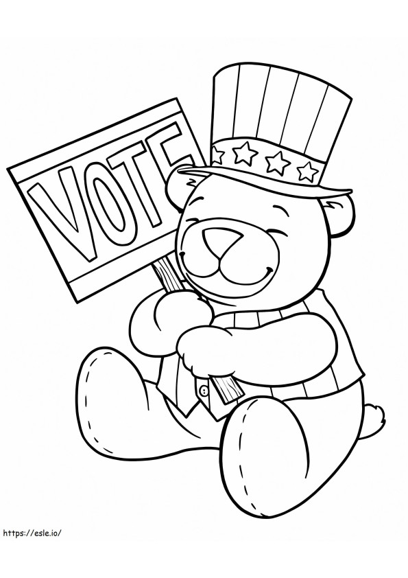 Coloriage Ours de vote le jour de l'élection à imprimer dessin
