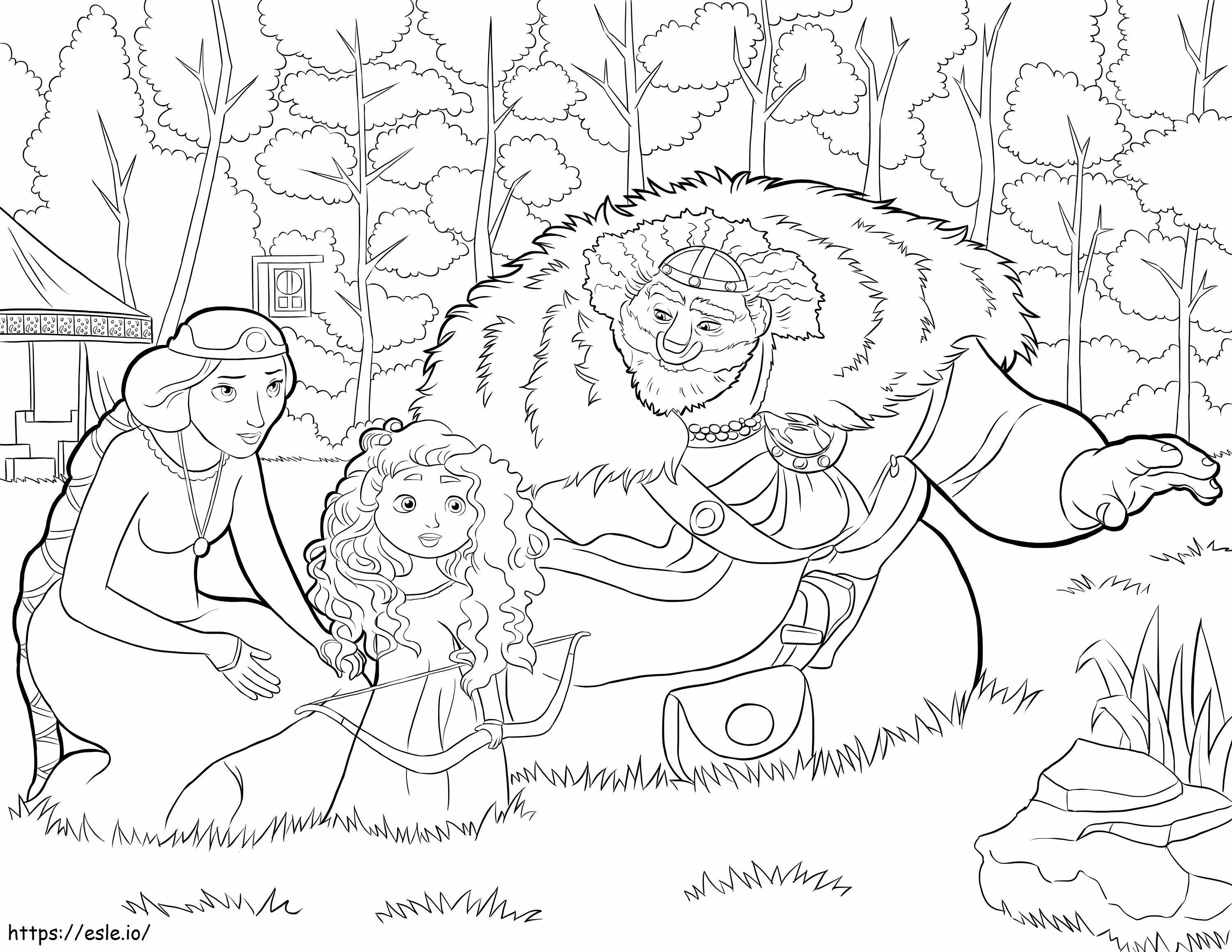Regele Fergus și familia la scară de colorat