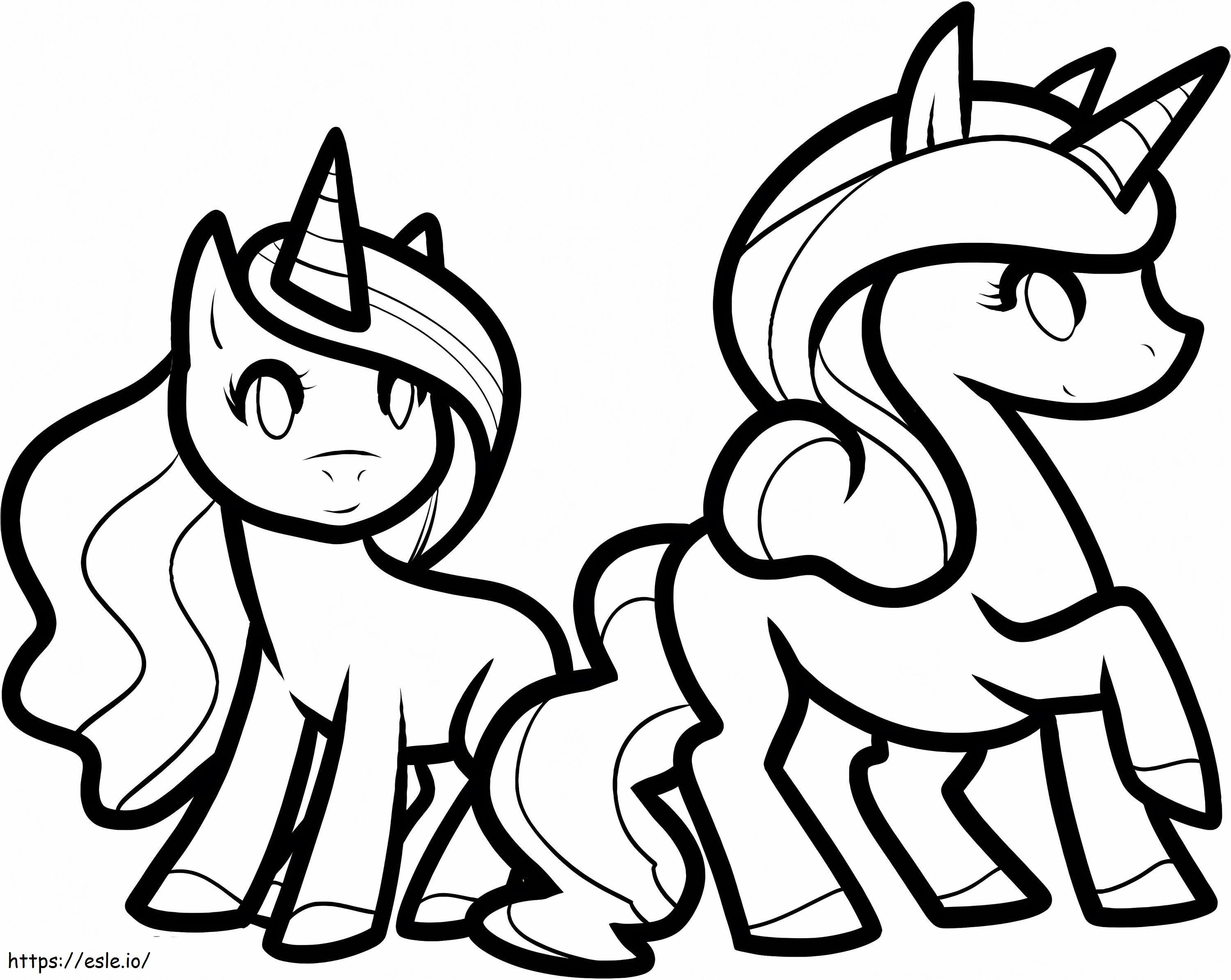 Two Cute Unicorns 1024X815 coloring page