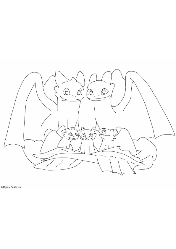 Toothless Family coloring page