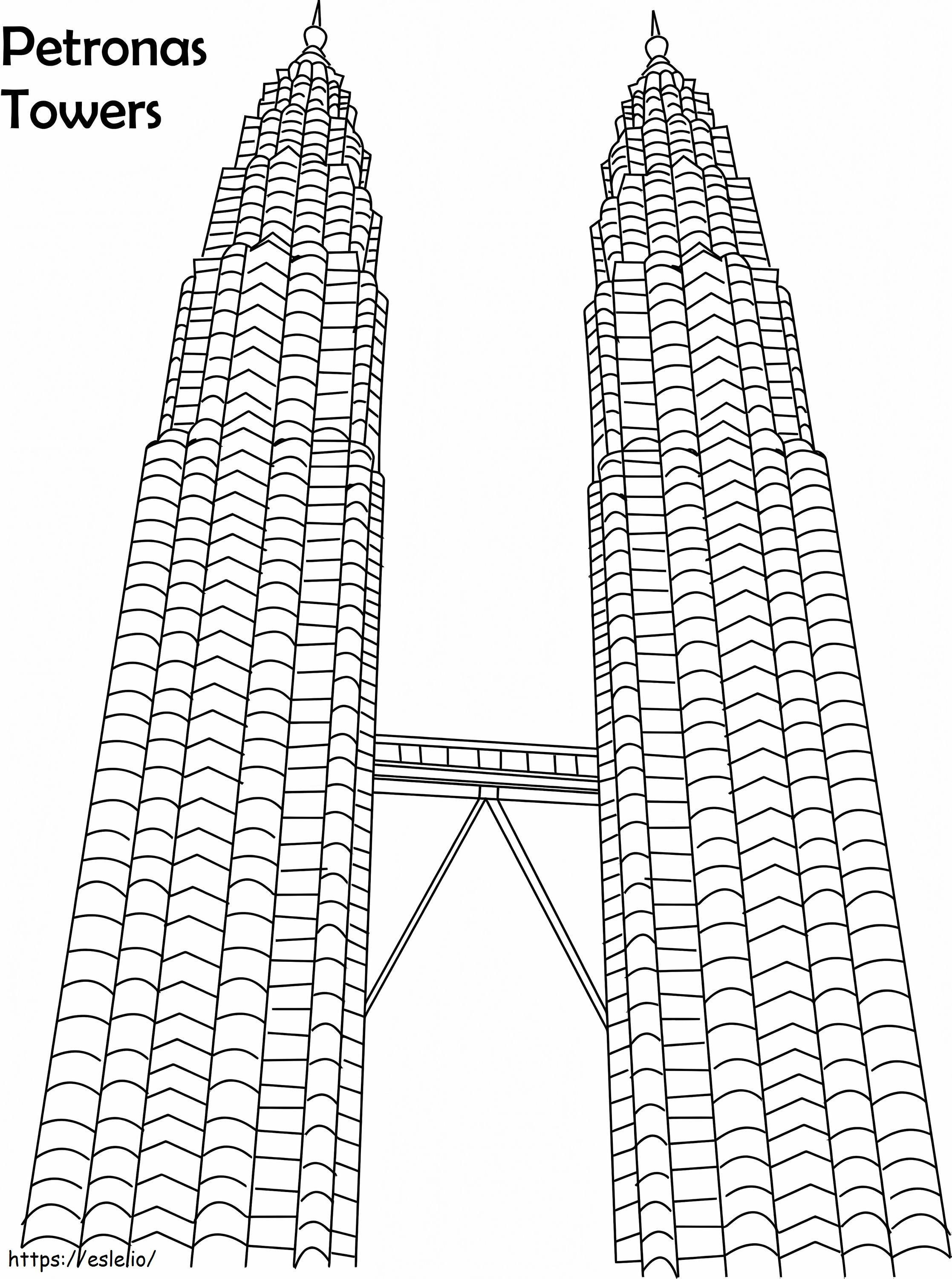 Coloriage Bâtiment de la tour Petronas à imprimer dessin