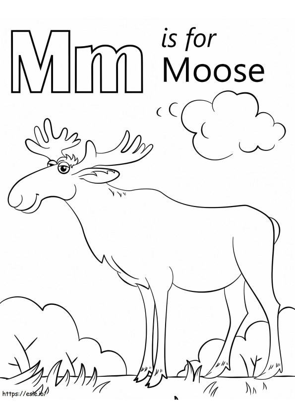Moose Letter M coloring page