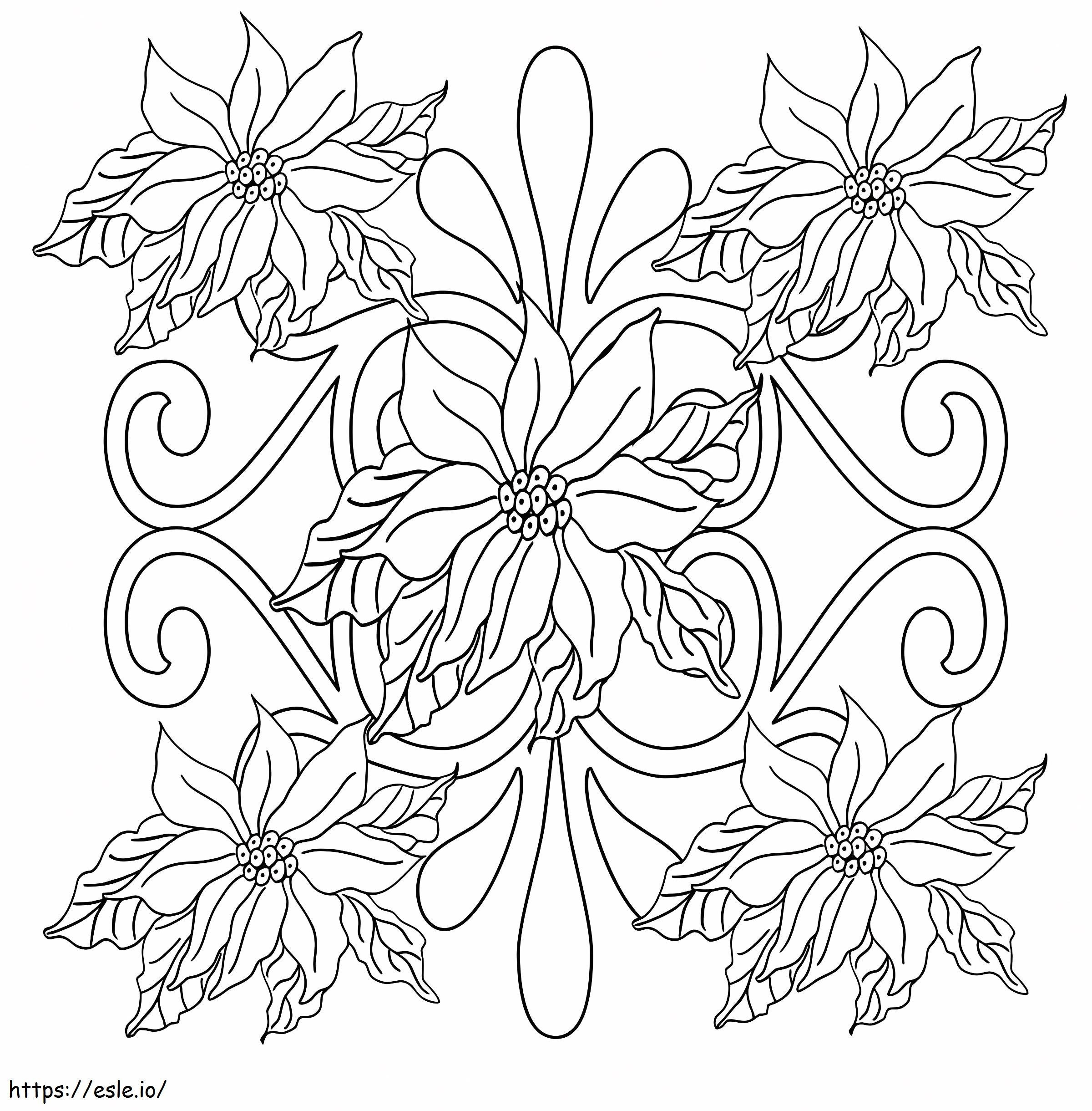 Coloriage Poinsettia Pour Adulte à imprimer dessin