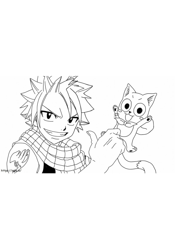 natsu y gato para colorear