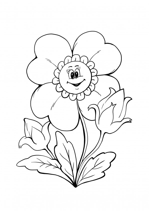flor de jardín sonriente para colorear e imprimir gratis