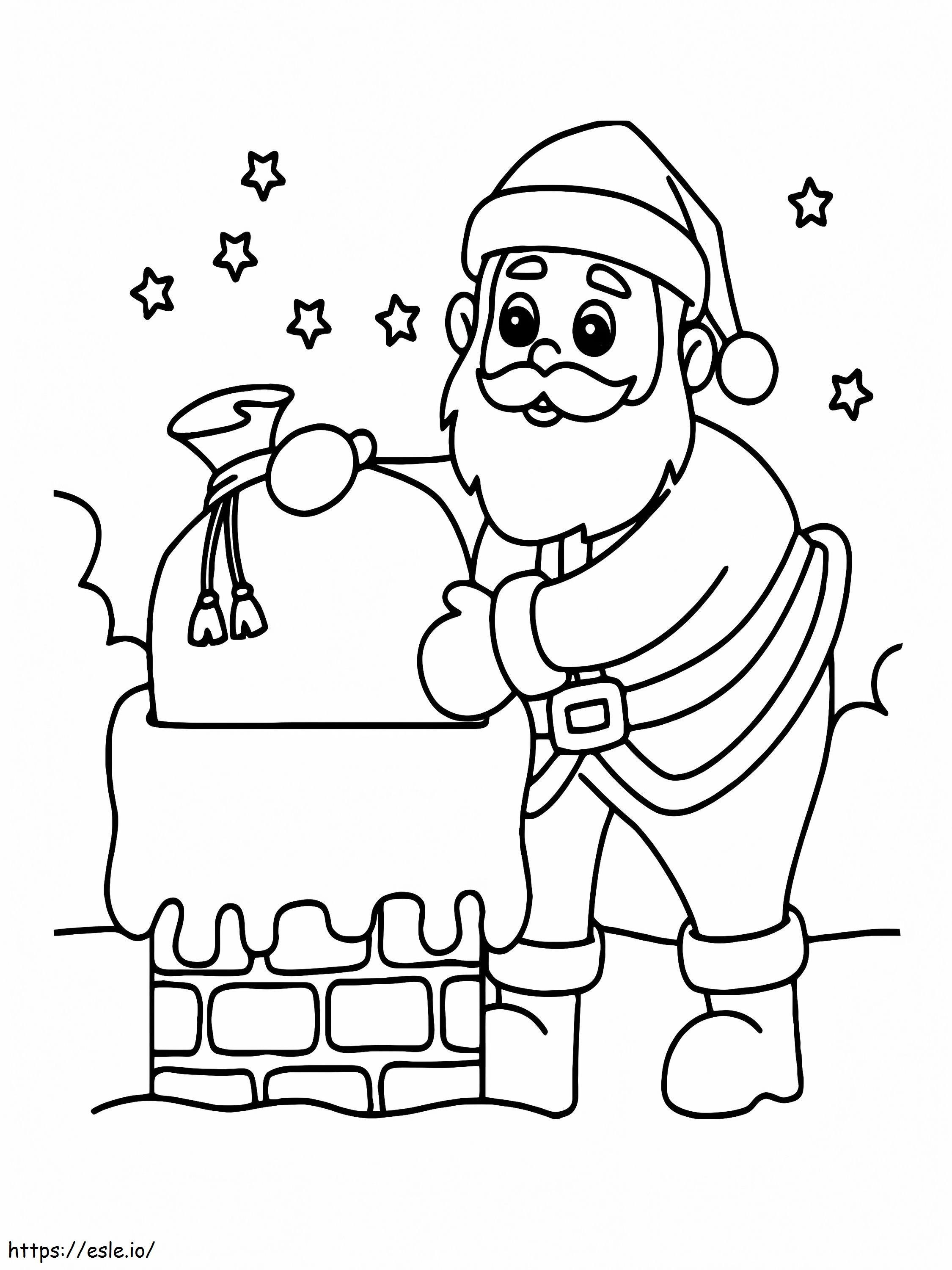 Santa Claus And Chimney coloring page