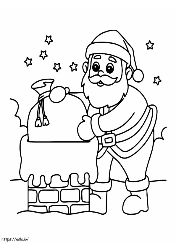 Coloriage Père Noël et cheminée à imprimer dessin