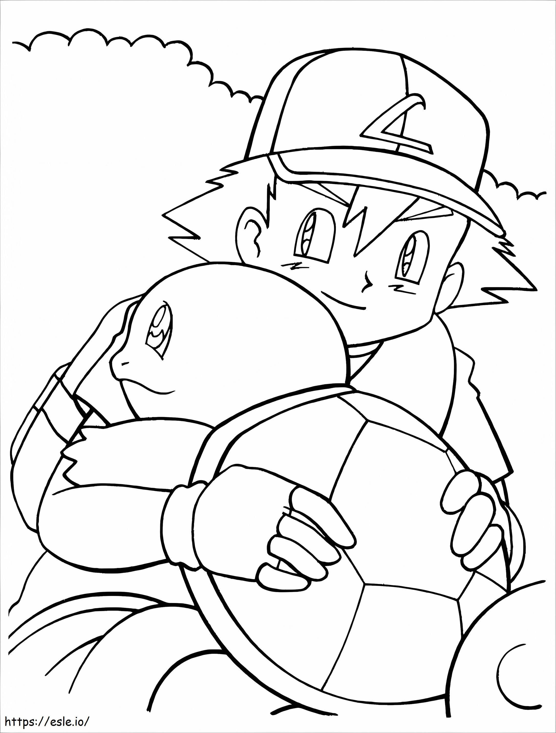 Ash And Squirtle coloring page
