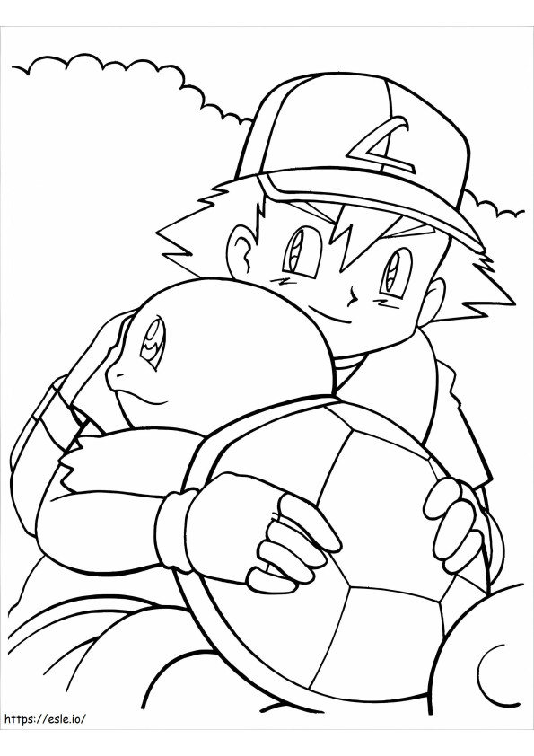Ash And Squirtle coloring page