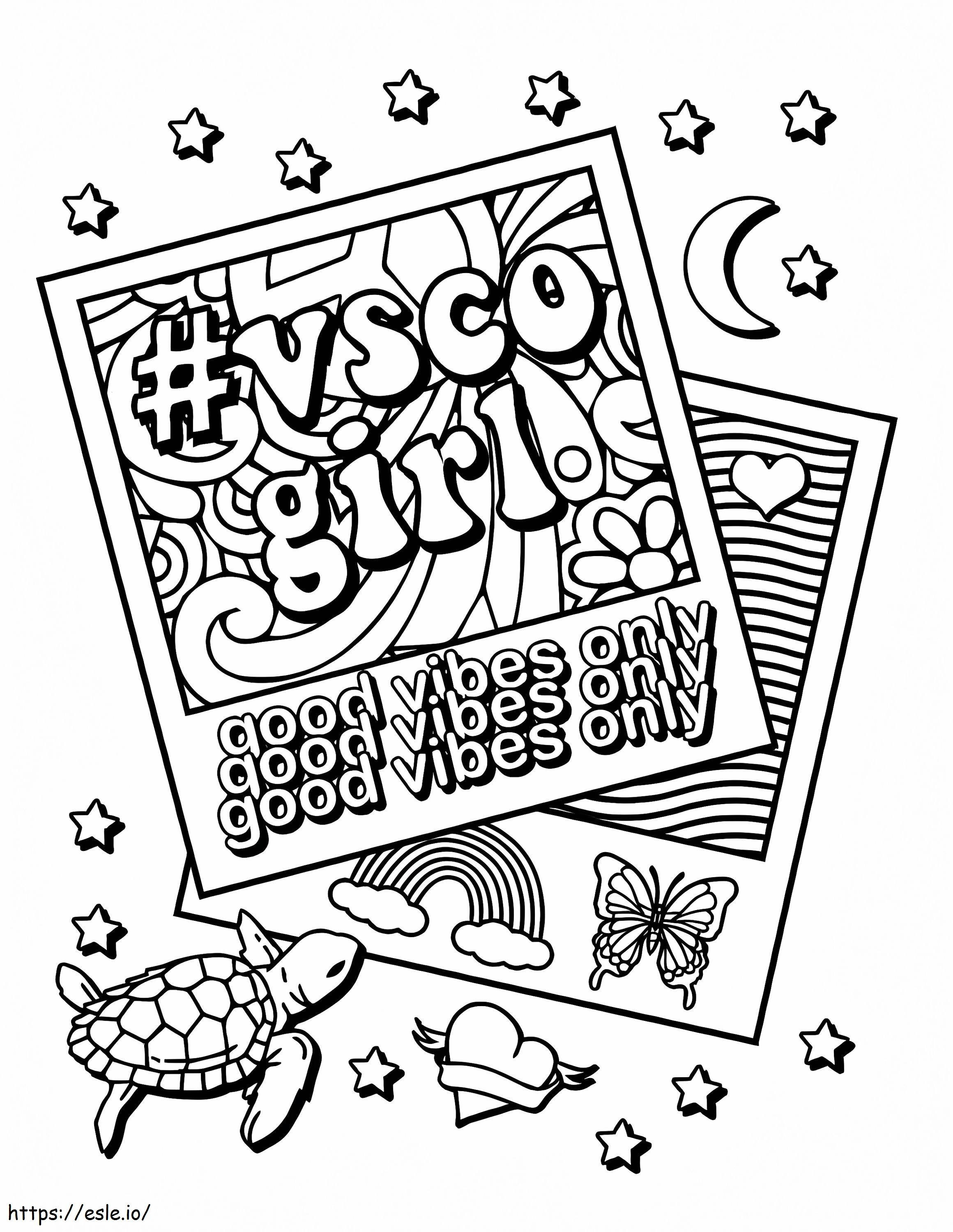 Coloriage VSCO Girl Good Vibes uniquement à imprimer dessin