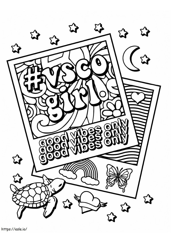 VSCO Girl Good Vibes solamente para colorear