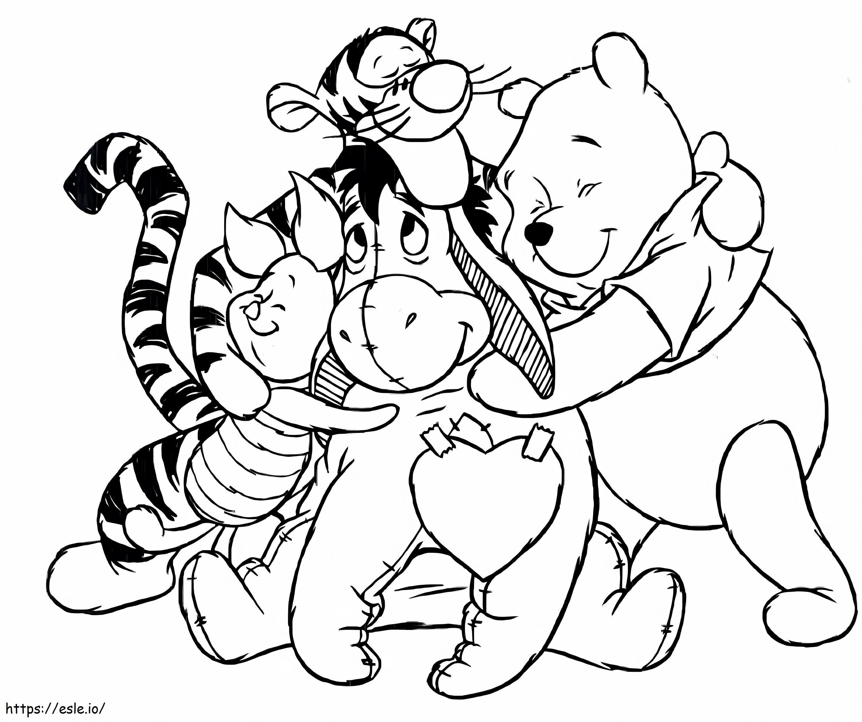Ursinho Pooh da Disney com amigos para colorir