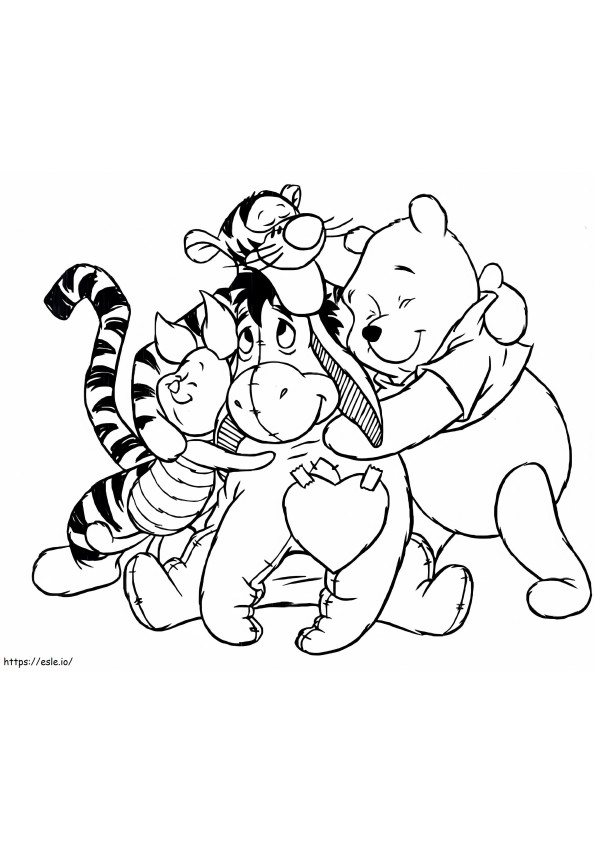 Disney Puh karhu ystävien kanssa värityskuva