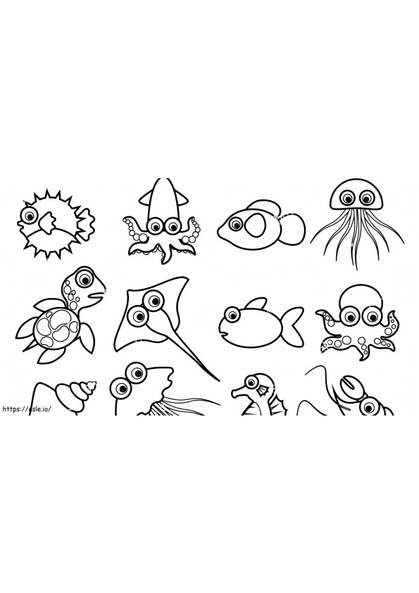 The Cutest Sea Creatures coloring page