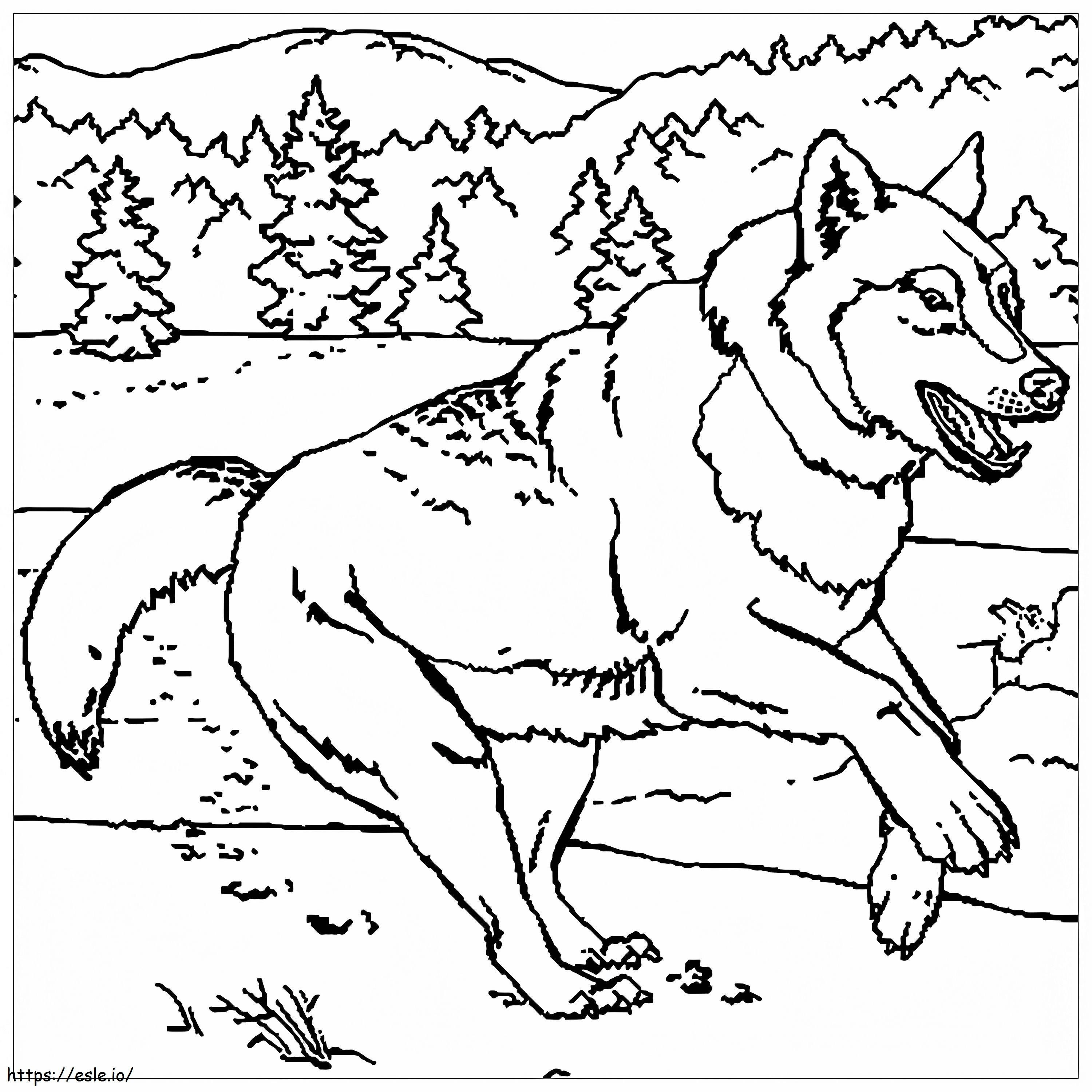 The Wolf Runs coloring page