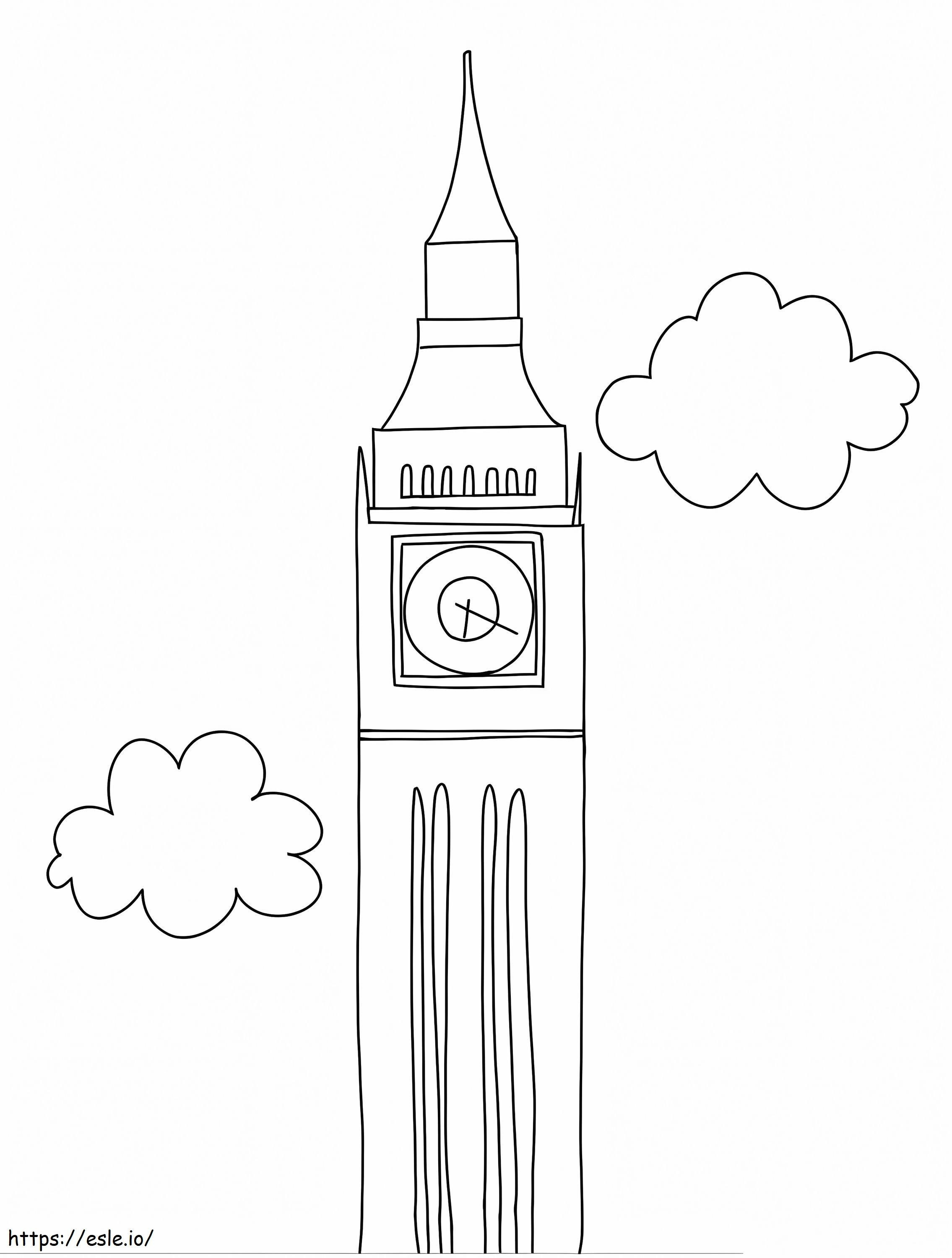 Big Ben And Clouds coloring page