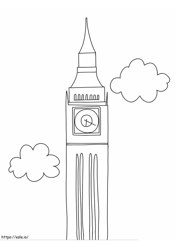 Big Ben And Clouds coloring page