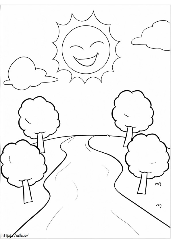 Sun And River coloring page