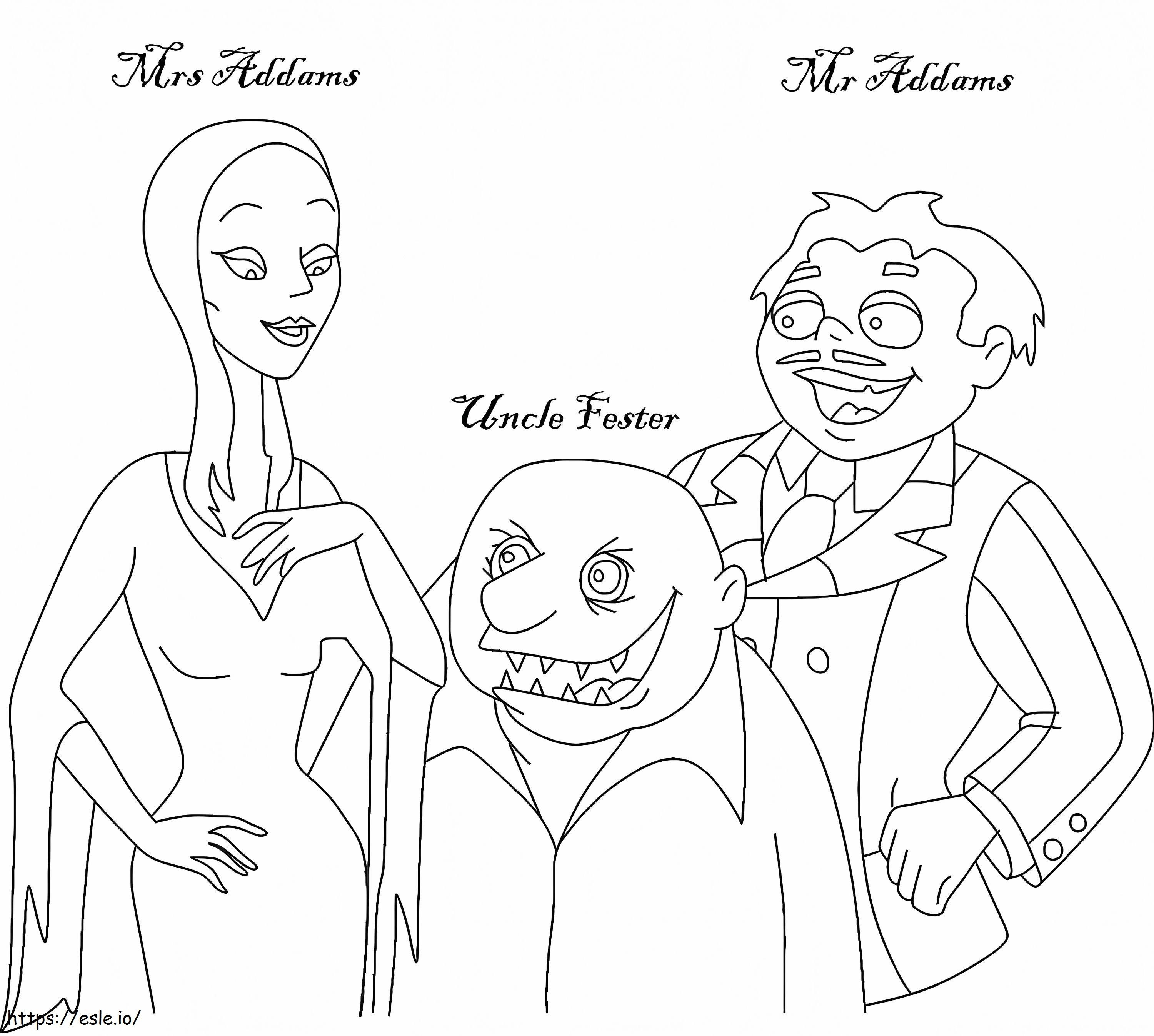Ilmainen tulostettava The Addams Family värityskuva