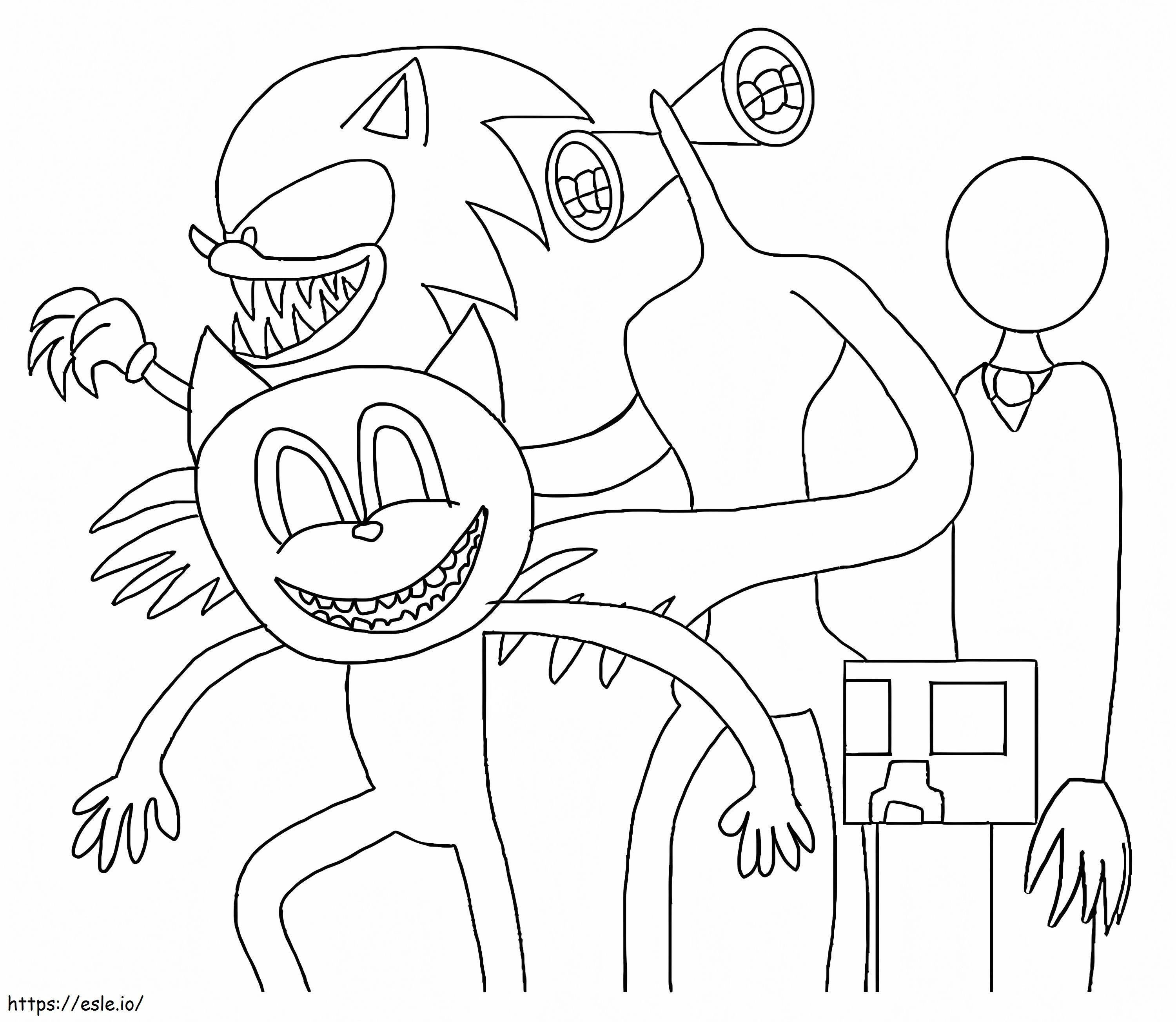 gato de dibujos animados y monstruos para colorear