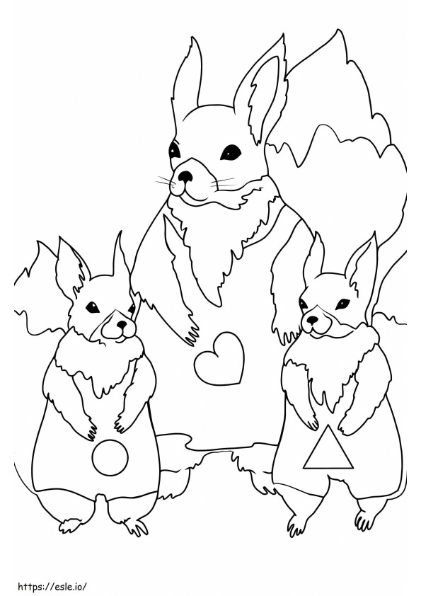 春の漫画家族ウサギ ぬりえ - 塗り絵
