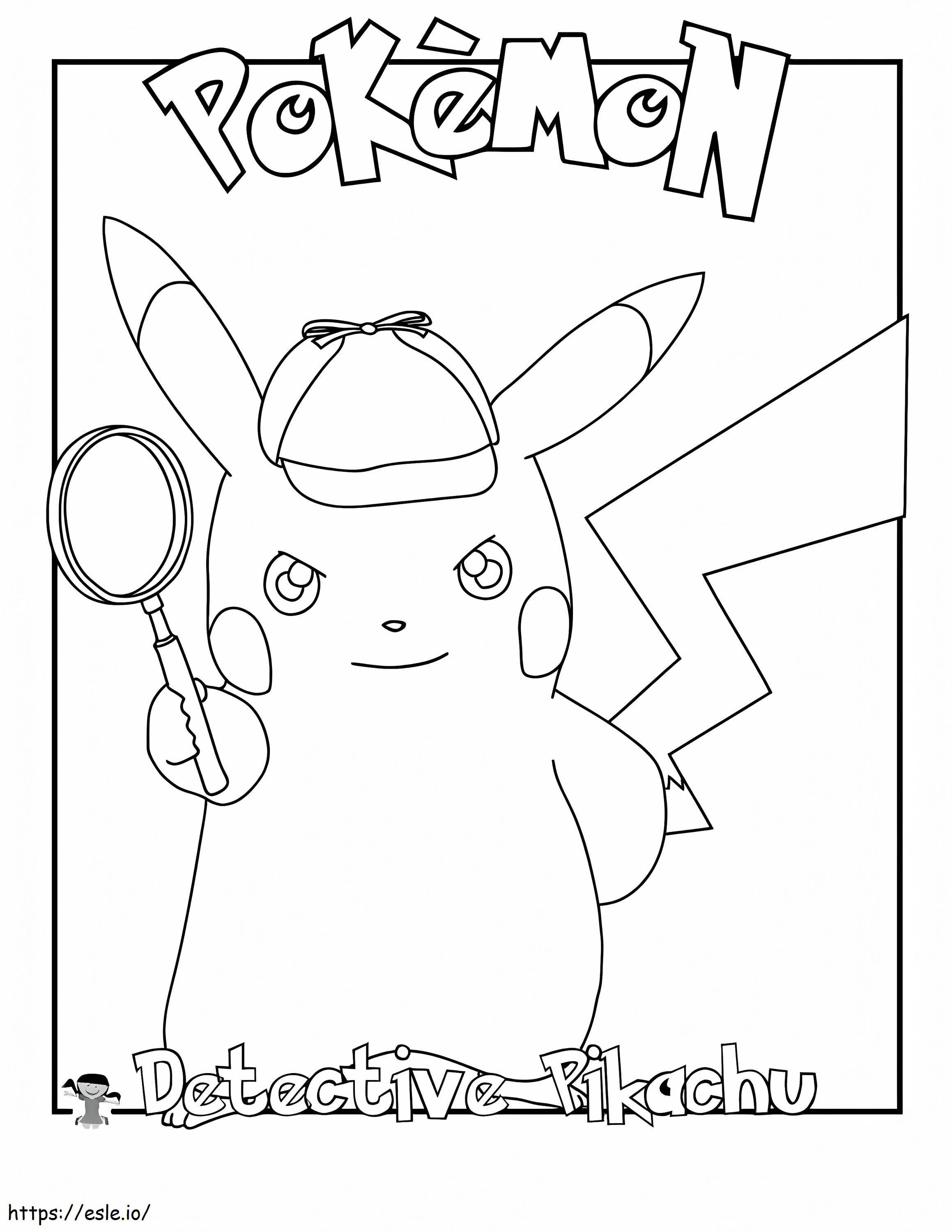 Güler yüzlü Dedektif Pikachu boyama