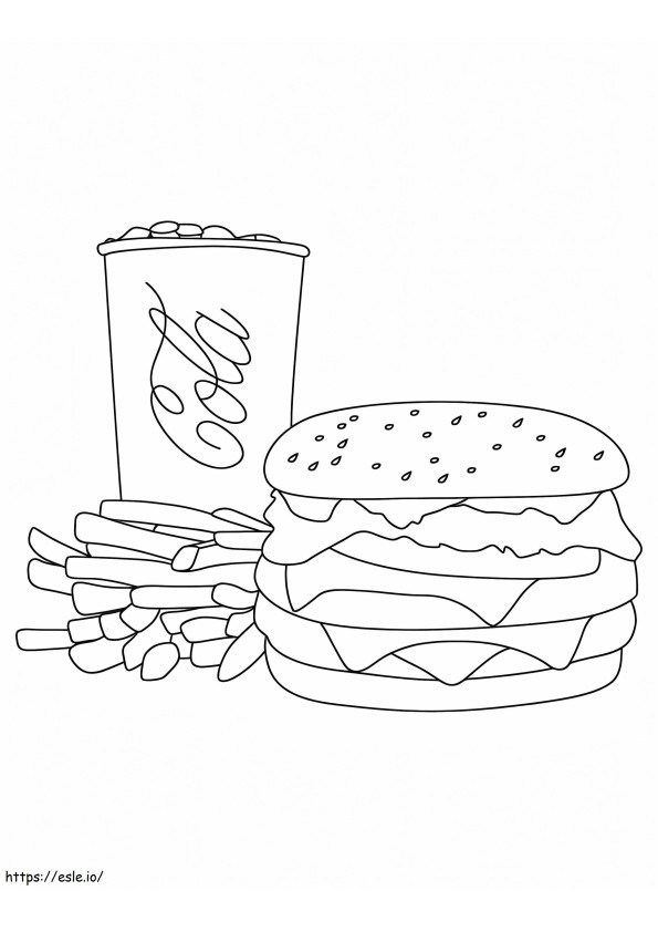 Eine Mcdonalds-Essenskombination zum Ausmalen ausmalbilder
