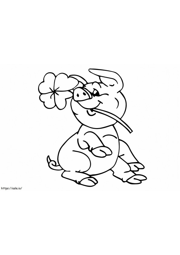 A Piglet With Four Leaf Clover coloring page