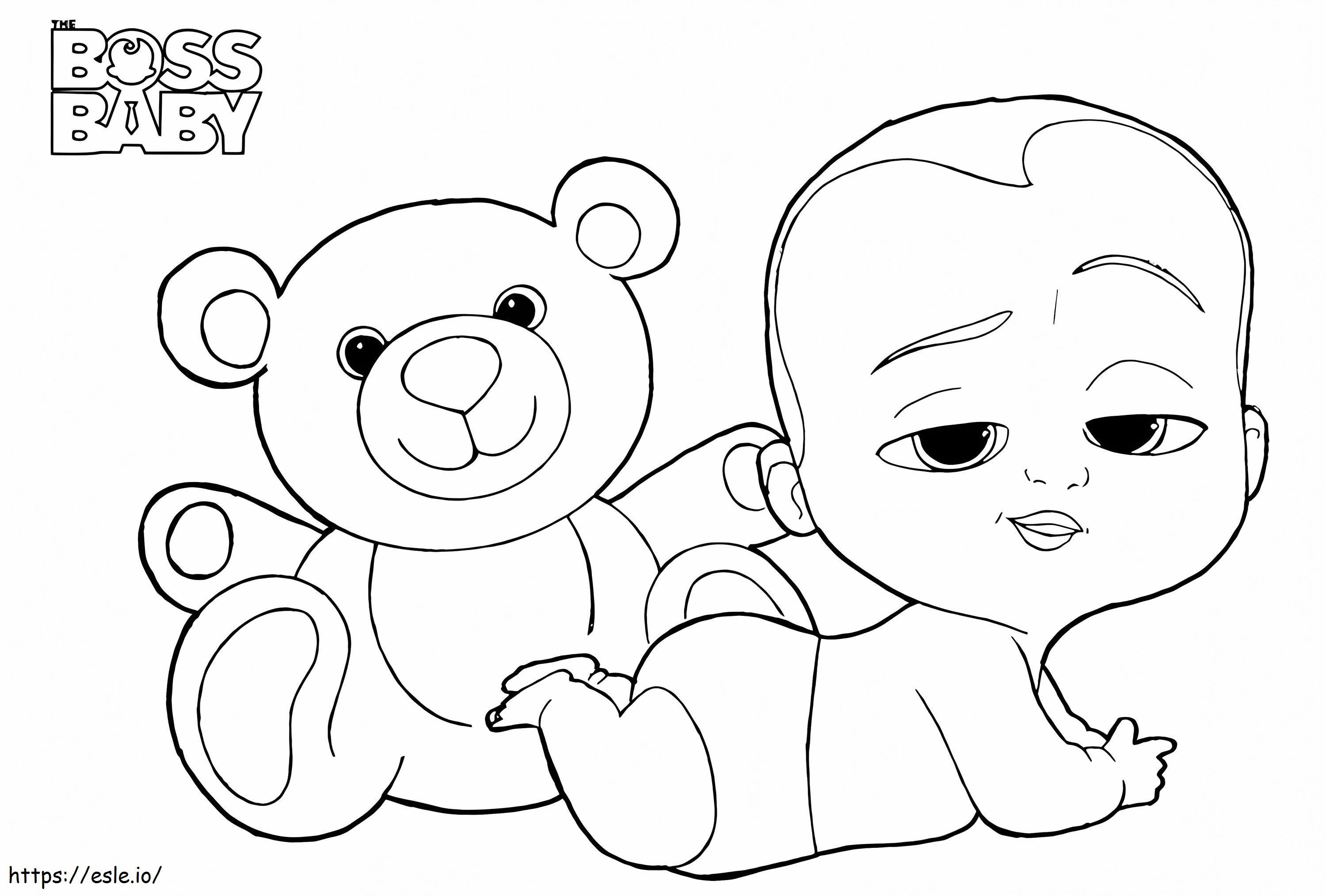 _Boss Baby And Teddy A4 para colorir