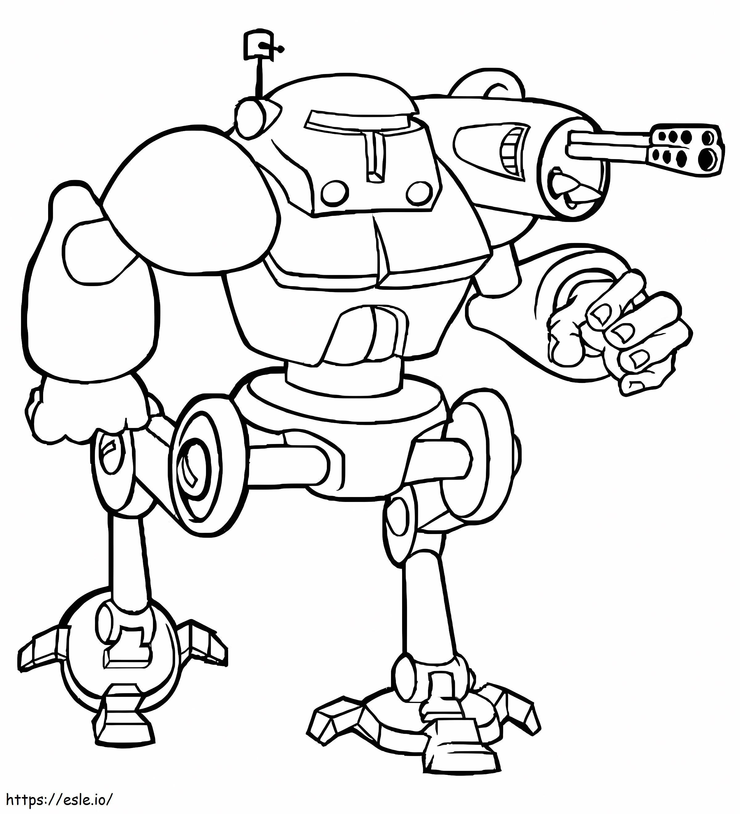 Robot With Machine Gun coloring page