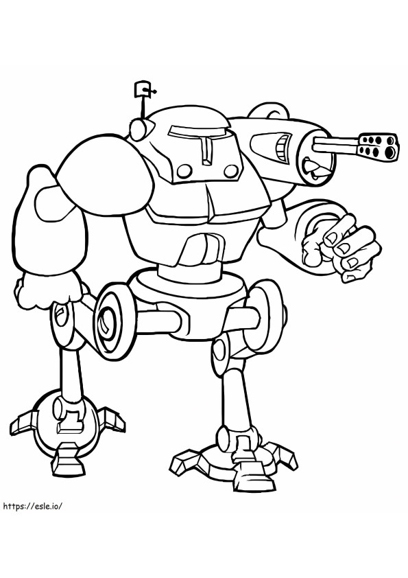 Robot With Machine Gun coloring page