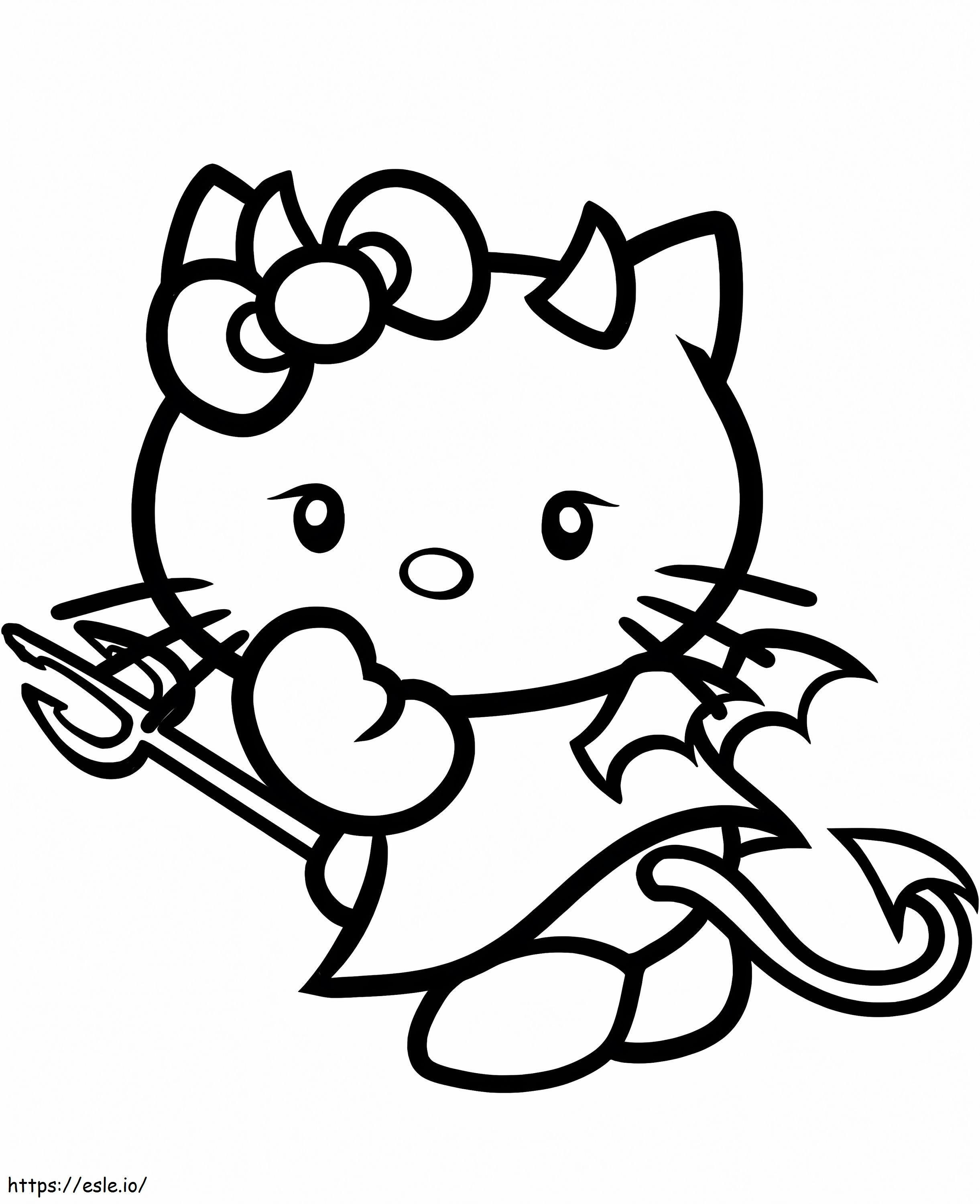 Coloriage Diablo Bonjour Kitty à imprimer dessin