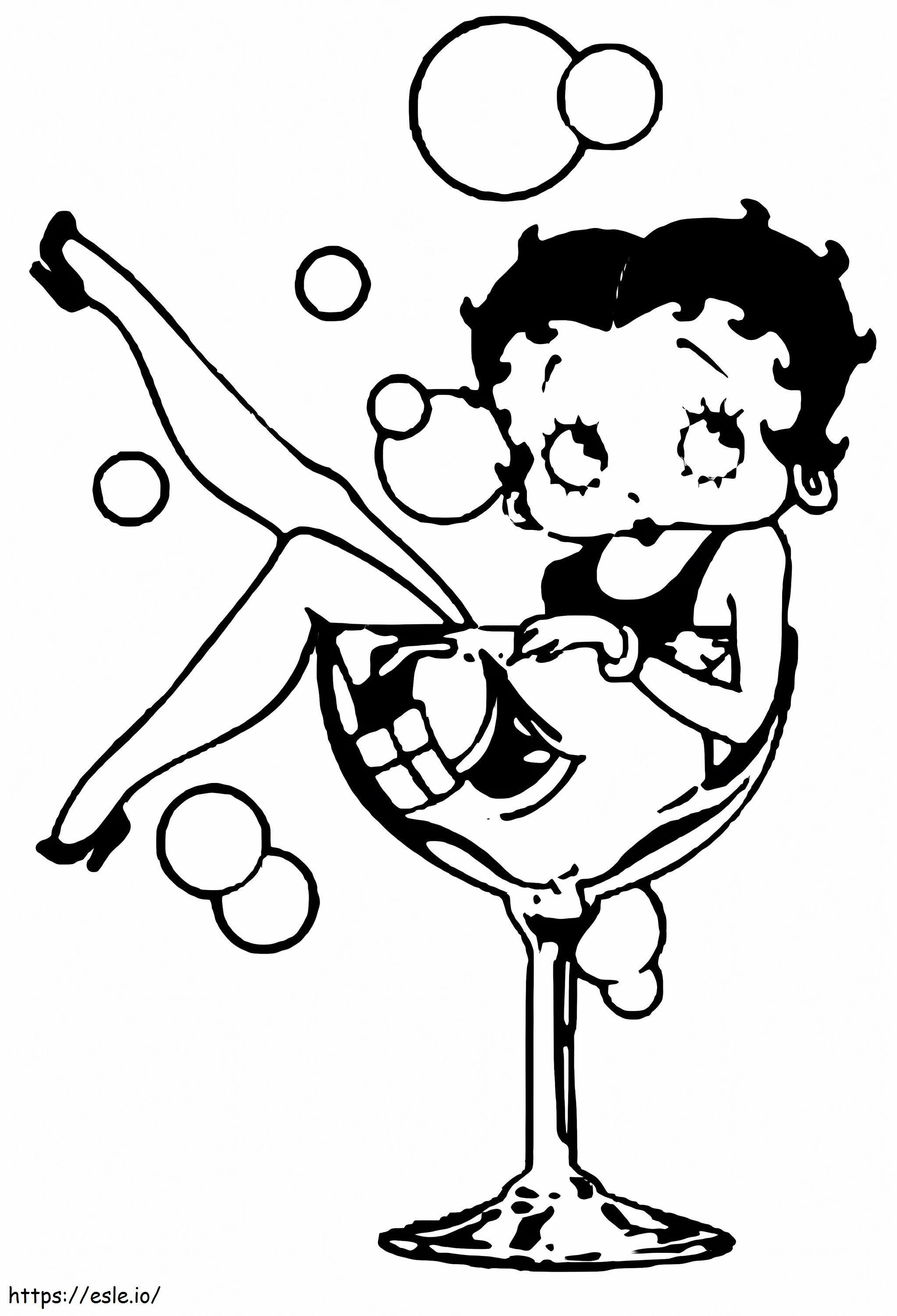 Coloriage Betty Boop dans le verre à imprimer dessin