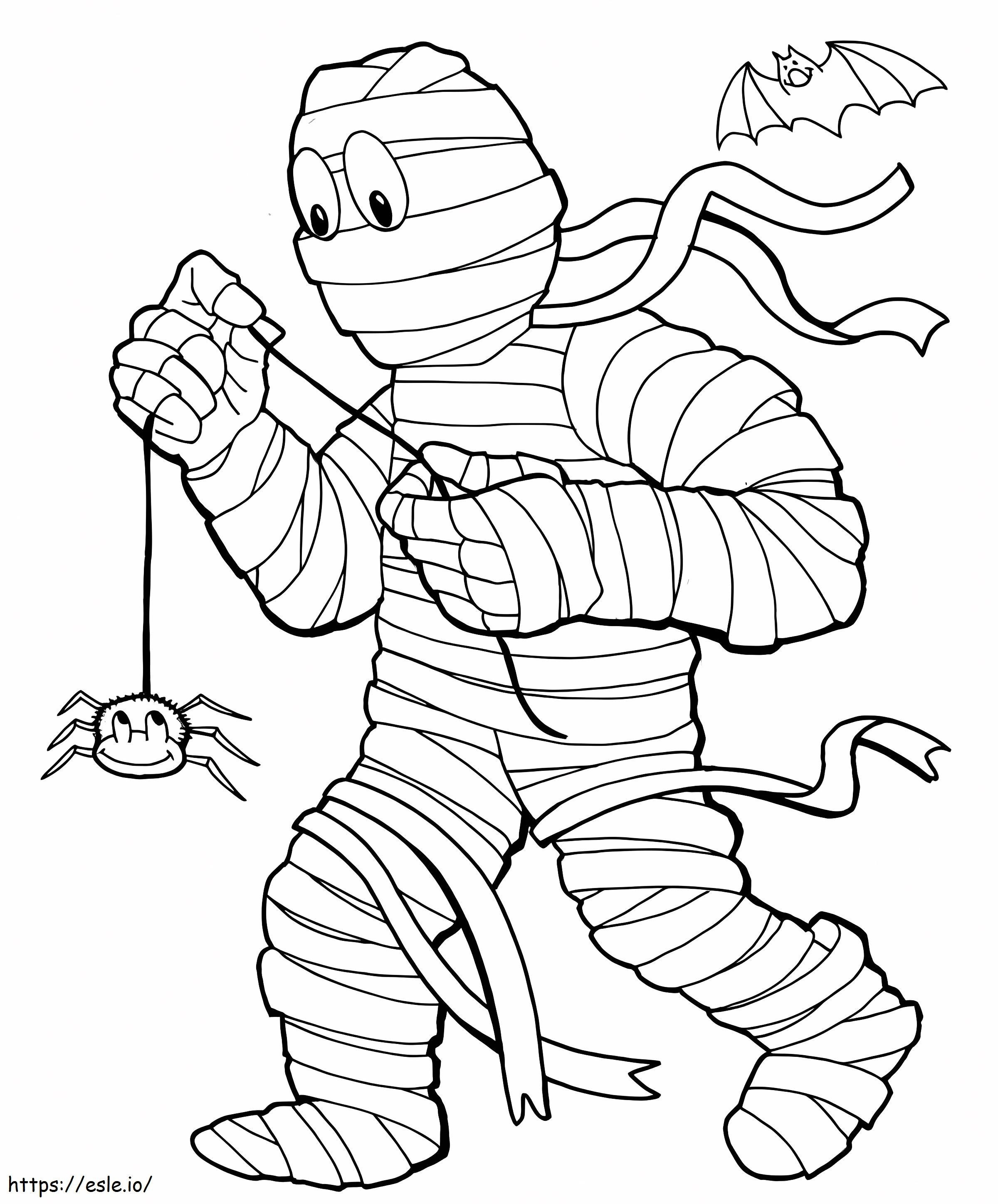 Mummia che gioca a Spider Yo Yo da colorare