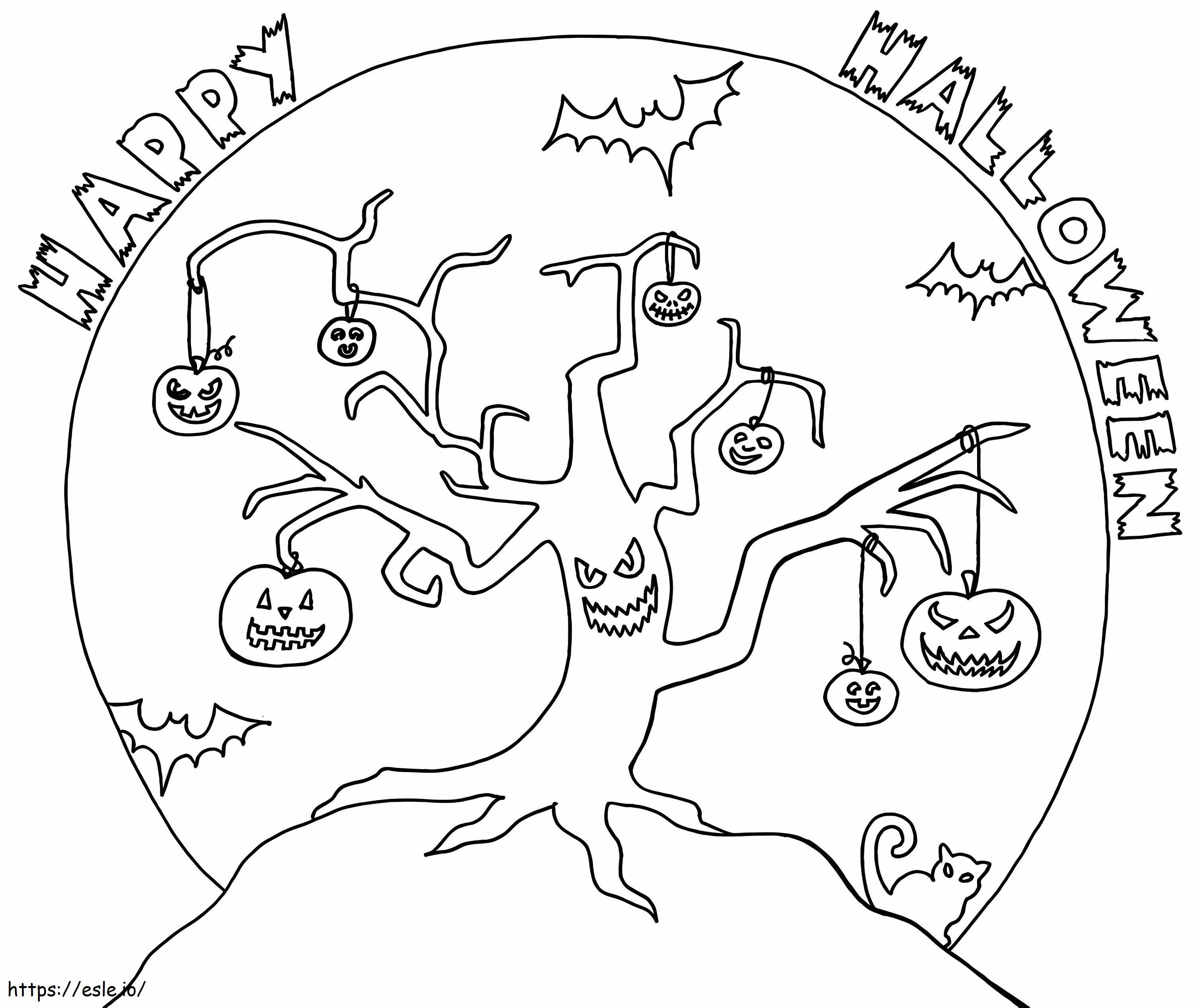 Halloween-boom kleurplaat kleurplaat