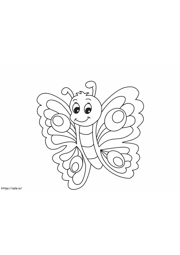 Coloriage Papillon mignon souriant à imprimer dessin