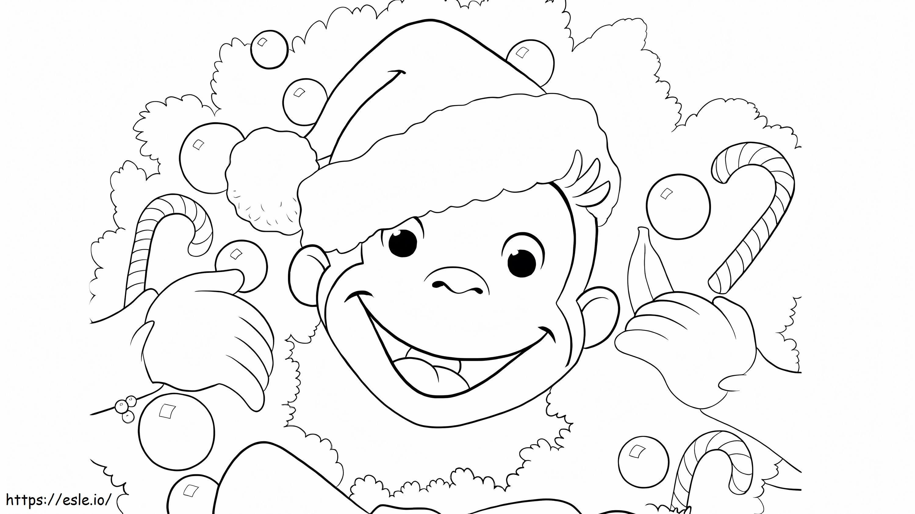 Małpa Boże Narodzenie kolorowanka
