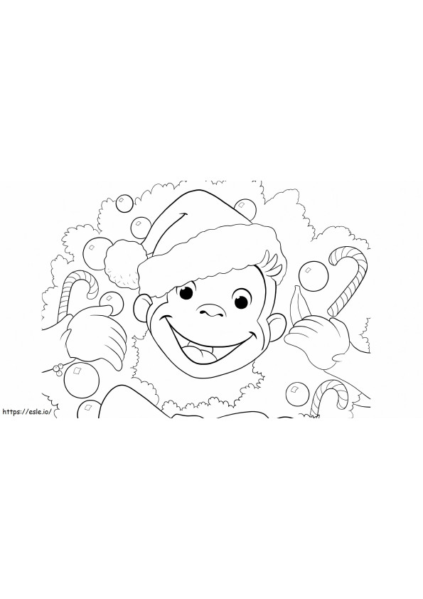 Monkey Christmas coloring page
