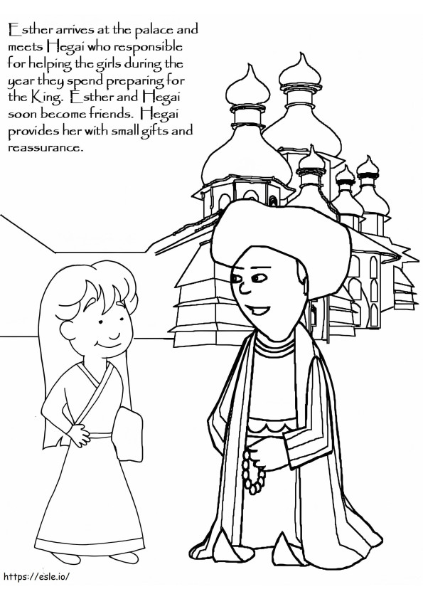Esther Meets Hegai coloring page