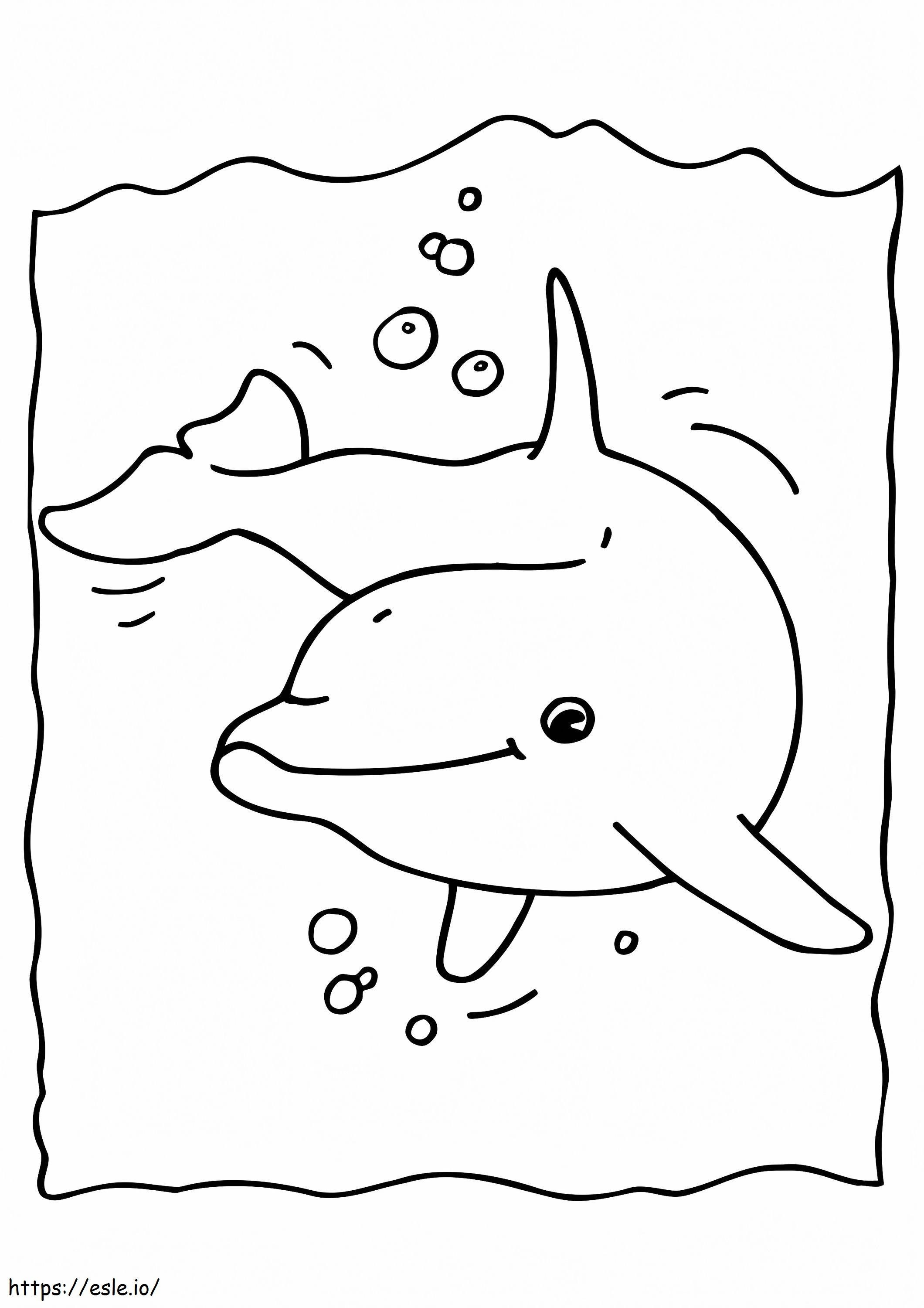 Delfín nadando para colorear