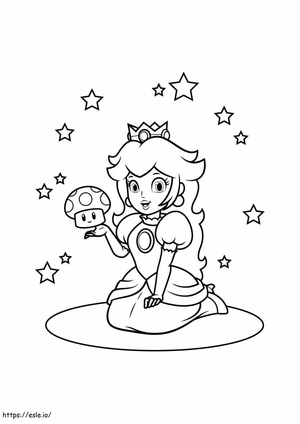 Princesa Peach Con Champinones coloring page