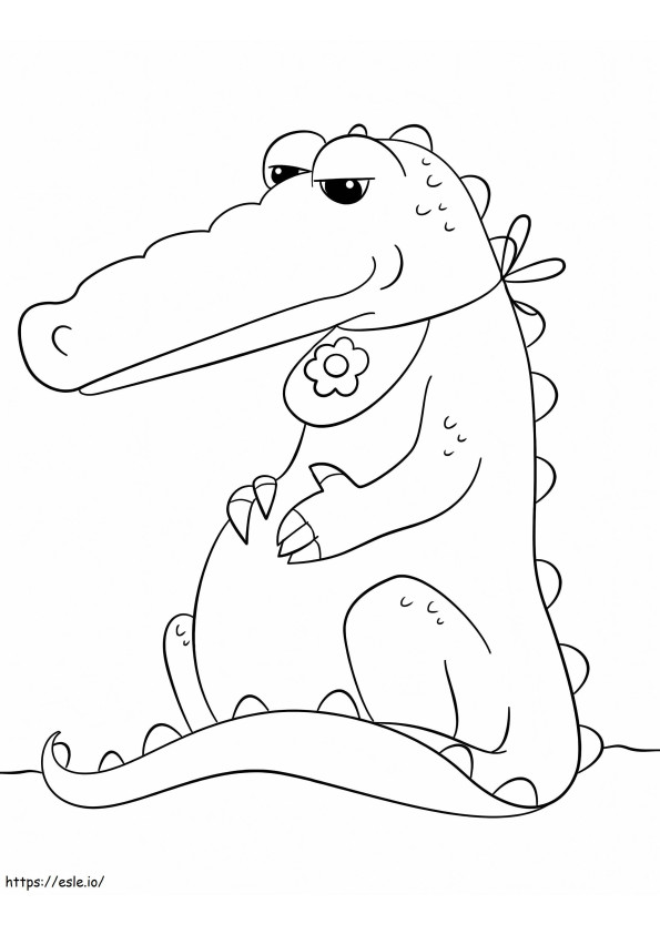 crocodilo sentado para colorir