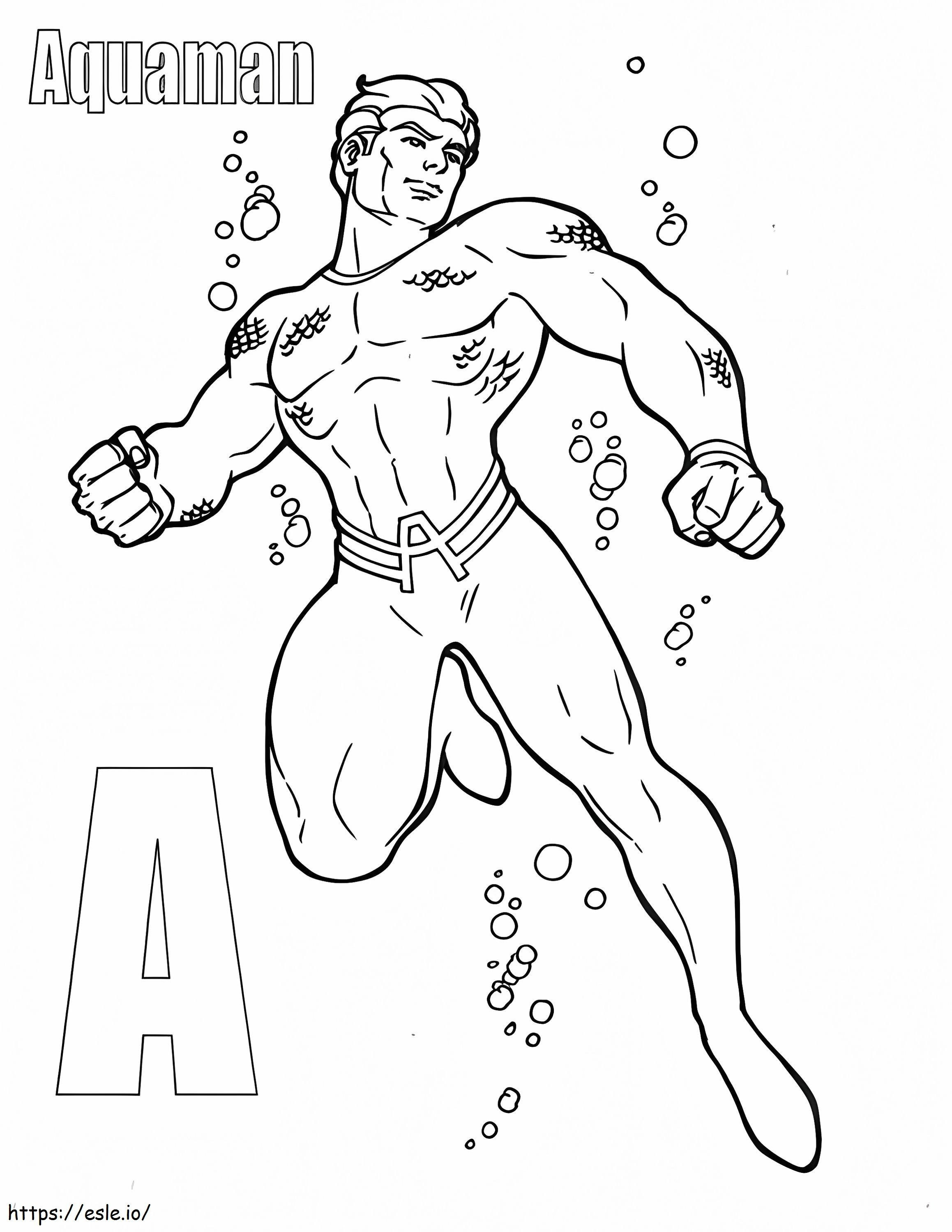 Buchstabe A und Aquaman ausmalbilder