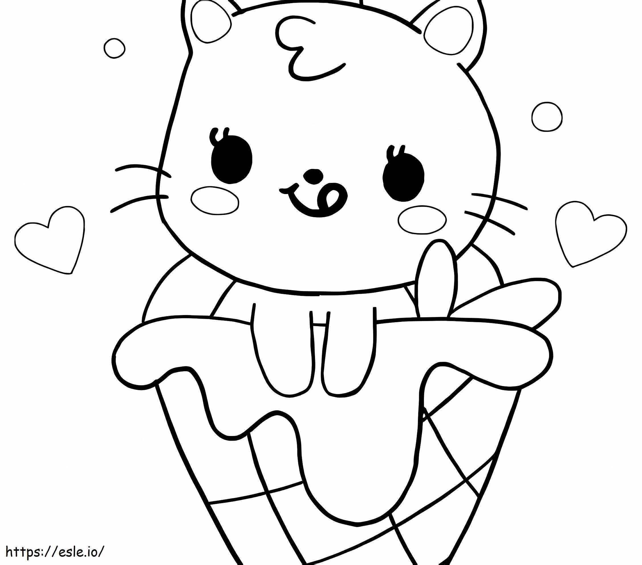 Kawaii Cat In Ice Cream coloring page